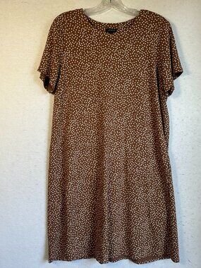 J. Jill Wearever Collection Brown Polka Dot Shift Dress Size Large pockets